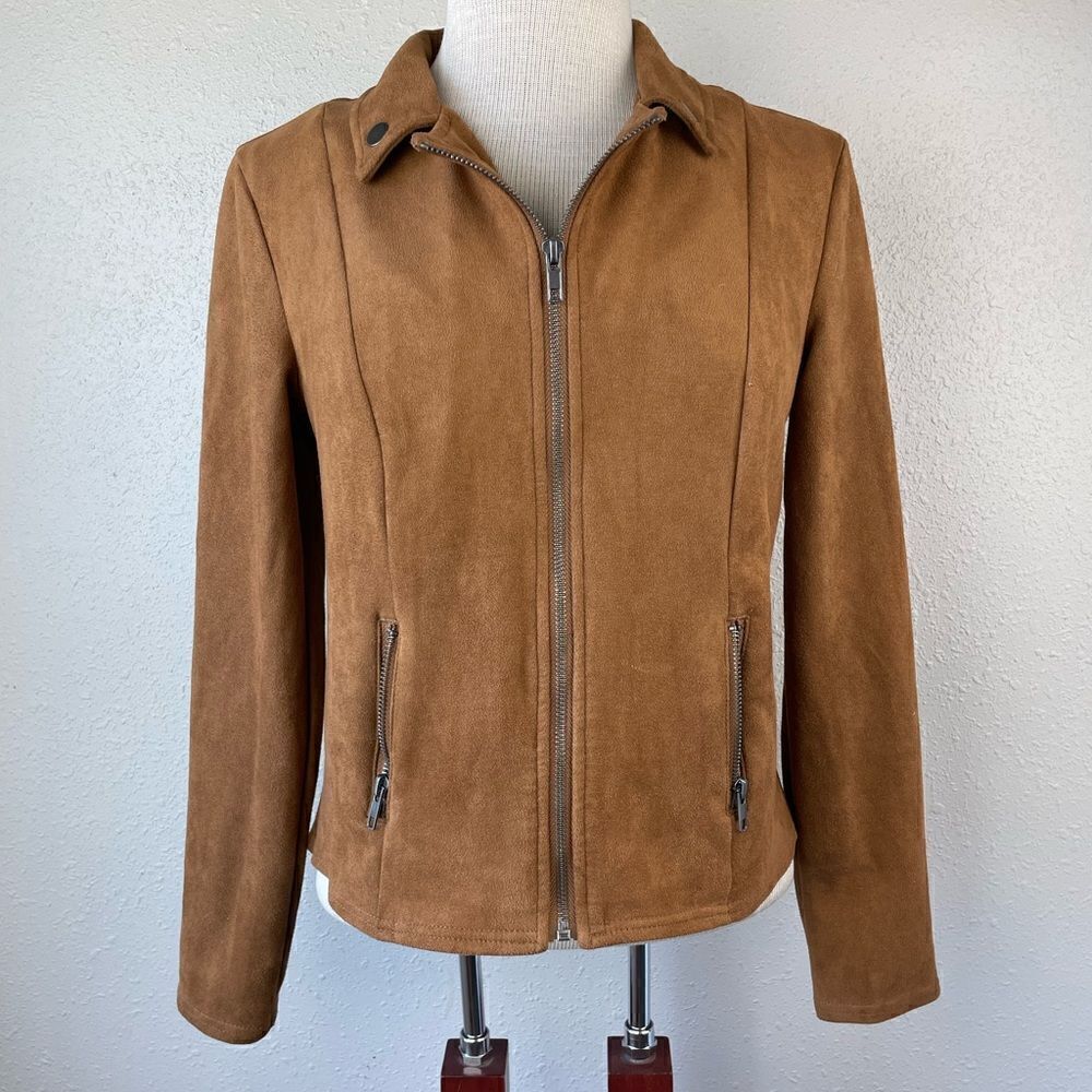 Style & Co Full Zip Brown Velour Style Jacket Size M EUC